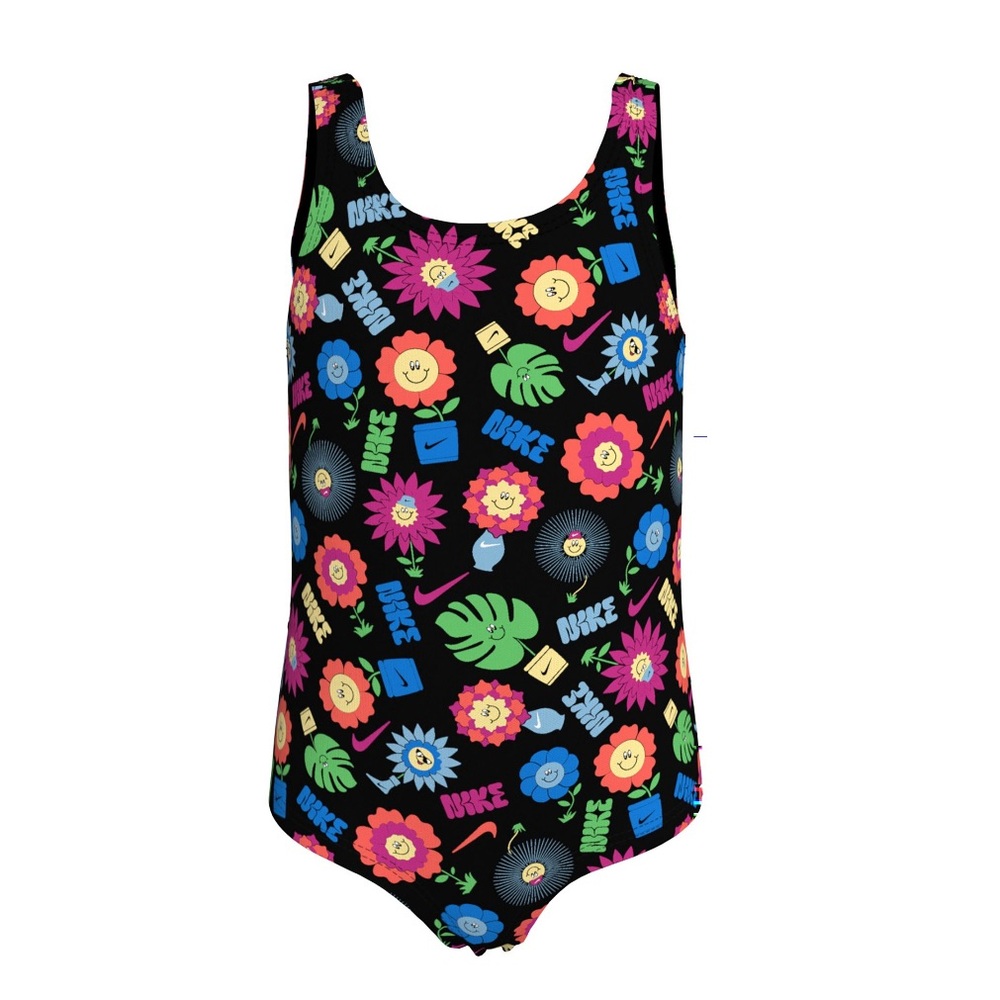 NIKE Girls One Piece U-Back Swimsuit Nike Logo Garden Party Sizes 5, 6 NWT
